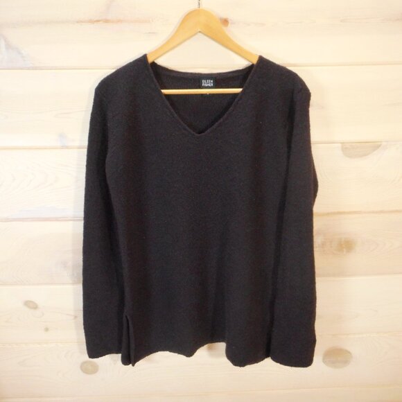 Eileen Fisher Women's size M Boiled Wool Blend Sweater V-neck Pullover - Picture 1 of 8